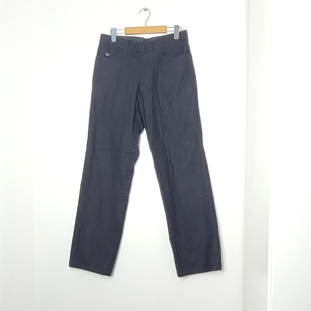 Point Zero Men's Black Cotton Linen Blend Straight Leg Business Pants Size 30/32